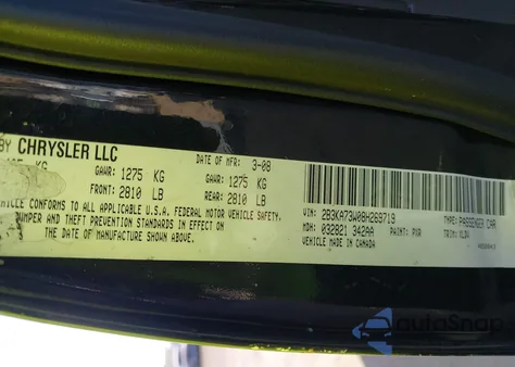 2008 Dodge Charger Srt8 z USA, uszkodzony, nr VIN 2B3KA73W08H269719